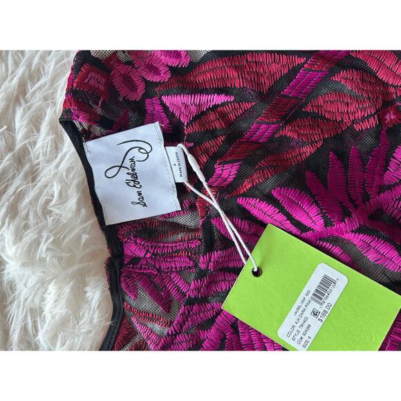 Sam Edelman Black Pink Embroidered Maxi Dress Size 6 NWT MSRP $169 - Picture 4 of 9